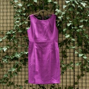 Tahari fuchsia shift dress with pleats